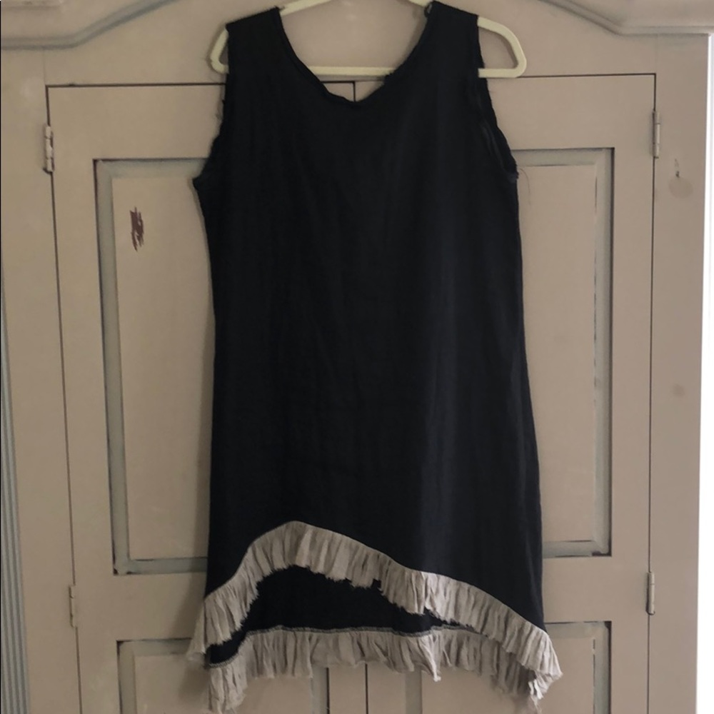Nicole Paloma Raw Edge Linen Dress